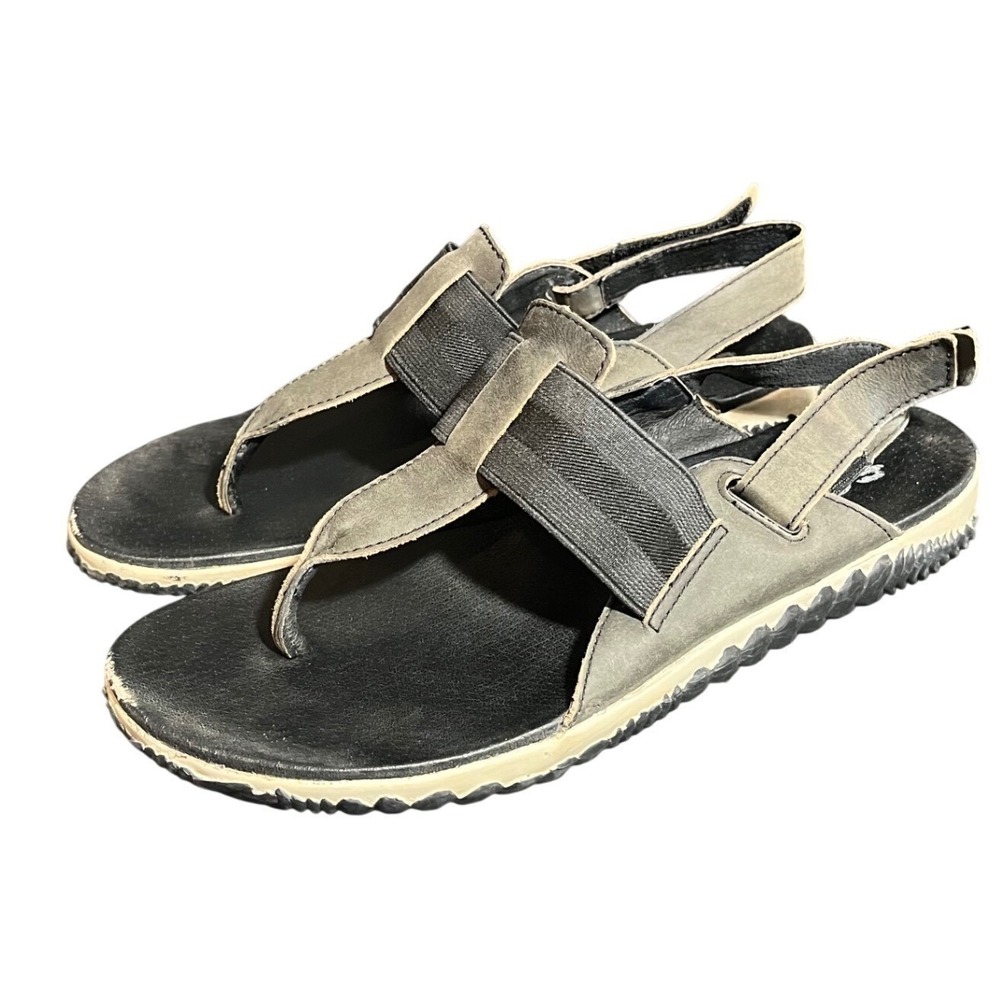 Sorel Black Out N About Slingback Thong Women Flat Sandals Size 7